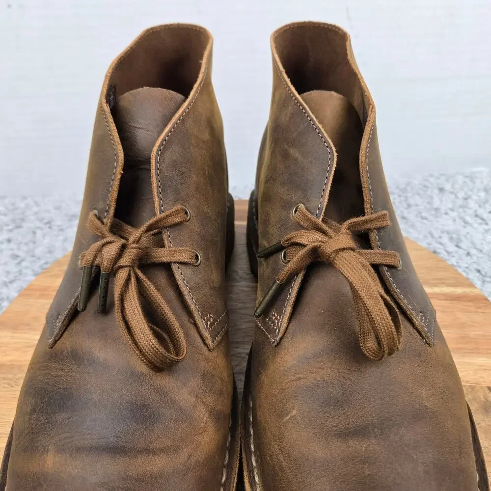 Clarks Mens 13M Original Desert Brown Leather Distressed Crepe Sole Chukka Boot
